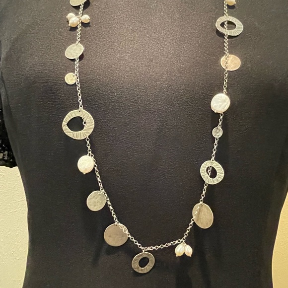 Silpada Pearl and Sterling Silver Disc 36” Necklace N2197 - Picture 5 of 15